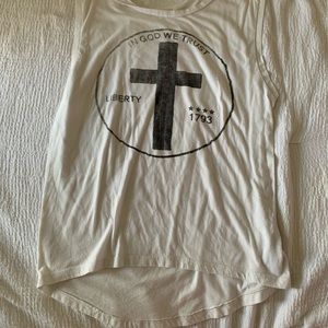 forever 21 “in god we trust” tank top womens